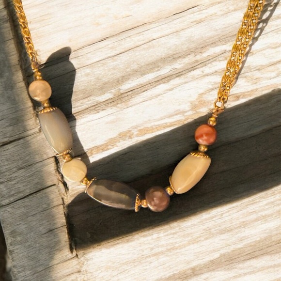 Vintage Estate agate Muti - colored Stone beads necklace - Picture 3 of 5